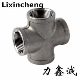 Os encaixes de tubulação de aço inoxidável das maneiras da cruz quatro dos encaixes de tubulação rosqueiam os encaixes da linha fêmea de NPT/BSP 150lb SS304 DN25