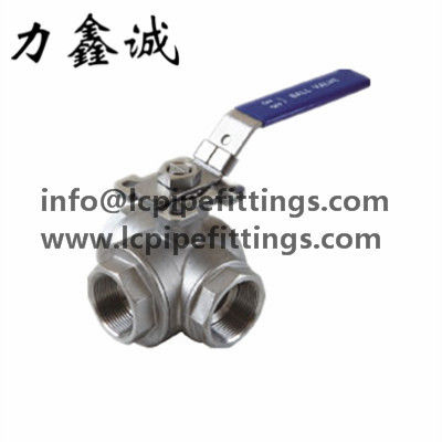 Válvula de bola de aço inoxidável de três maneiras com tipo alto válvulas SUS304 NPT/PT THREAD/SCREWED da almofada de montagem 1000PSI/PN63 T